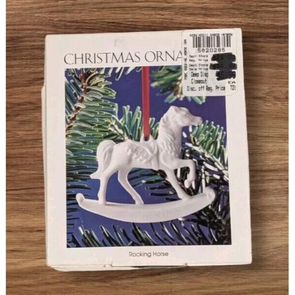 Christmas Ornament Hutschenreuther Horse Rocking Flugel White Biscuit Porcelain - Picture 1 of 14